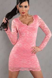 Pale Pink Long Sleeve Lace