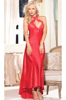First Night Satin Gown Red