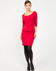 Ponte Red Peplum Cocktail Dress