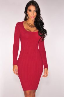 Red Cut-out Back Knit Dress