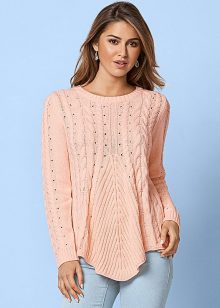 CABLED LACE UP SWEATER