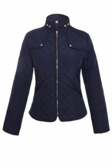 Navy Blue Plaid Quilted Cotton Jacket