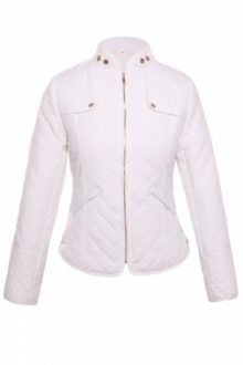White Plaid Quilted Cotton Jacket