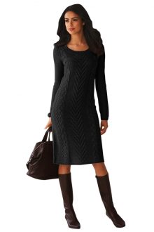 Black Knitted Sweater Dress