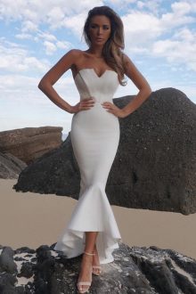 White Maxi Mermaid Strapless Sleeveless Bandage Dress