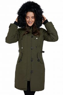 Army Green Plush Fur Hooded Long Parka Coat