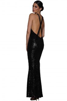 Crisscross Back Sequined Gown