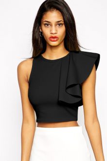 One-shoulder Ruffle Crop Top