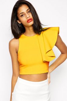 One-shoulder Ruffle Crop Top