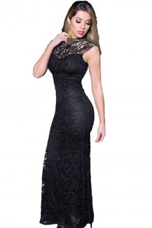 Black Lace Sleeveless Long Mermaid