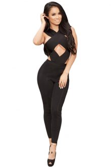 Black Cross Bust Jumpsuit