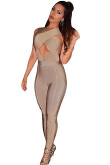 Khaki Cross Bust Jumpsuit