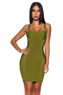 Olive Bustier Sheath Bandage Dress