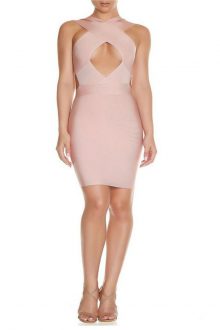 Pink Cross Bust Bandage Dress