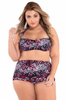 Galaxy Print Ruched Top High Waist Swimsuit