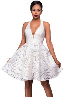 White Jacquard Skater Party Dress