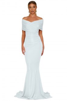 White Off-shoulder Mermaid Wedding Party Gown